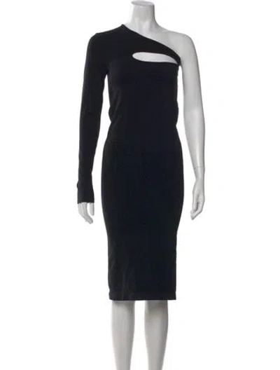 Pre-owned Helmut Lang One-shoulder Midi Length Dress In Black