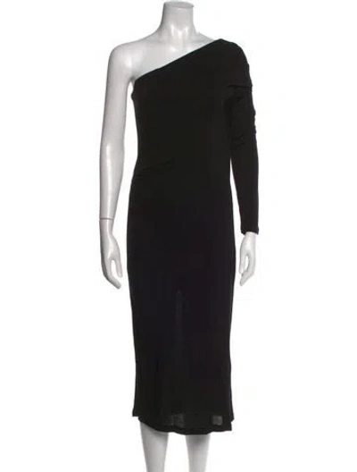 Pre-owned Helmut Lang One-shoulder Midi Length Dress In Black