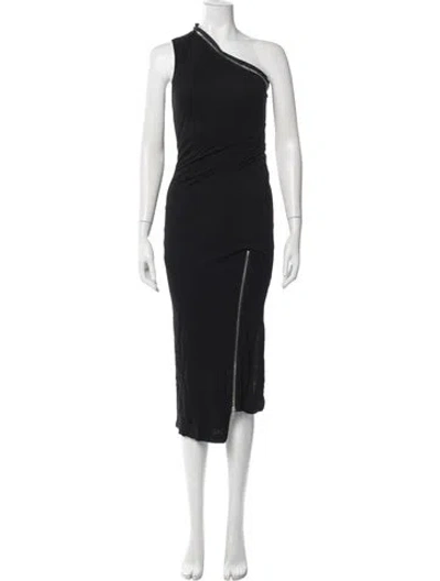 Pre-owned Helmut Lang One-shoulder Midi Length Dress In Black
