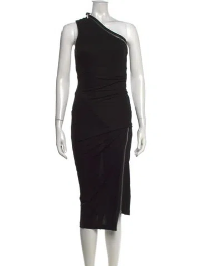 Pre-owned Helmut Lang One-shoulder Midi Length Dress In Black