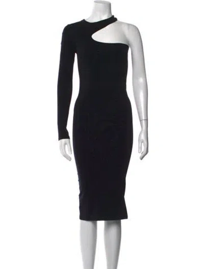Pre-owned Helmut Lang One-shoulder Midi Length Dress In Black