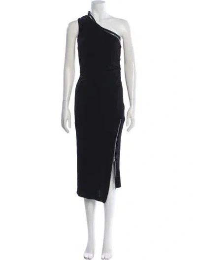 Pre-owned Helmut Lang One-shoulder Midi Length Dress In Blue