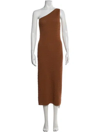 Pre-owned Helmut Lang One-shoulder Midi Length Dress In Brown