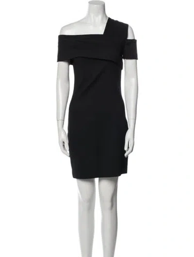 Pre-owned Helmut Lang One-shoulder Mini Dress In Black