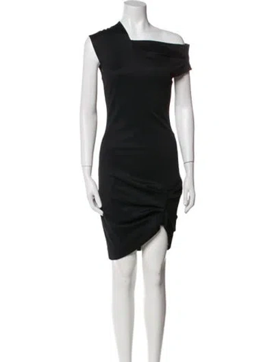 Pre-owned Helmut Lang One-shoulder Mini Dress In Black