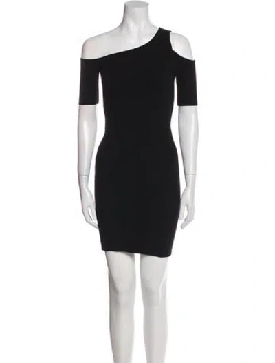 Pre-owned Helmut Lang One-shoulder Mini Dress In Black