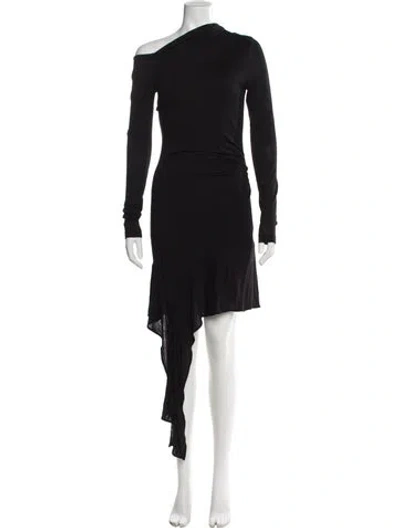 Pre-owned Helmut Lang One-shoulder Mini Dress In Black