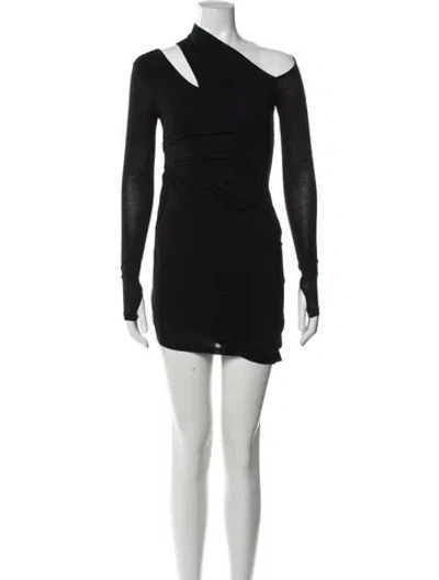Pre-owned Helmut Lang One-shoulder Mini Dress In Black