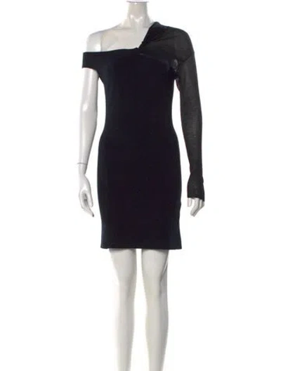Pre-owned Helmut Lang One-shoulder Mini Dress In Black