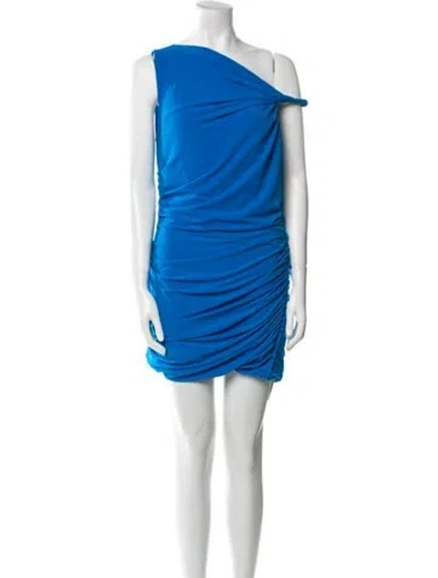 Pre-owned Helmut Lang One-shoulder Mini Dress In Blue