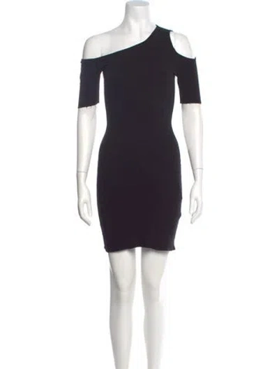 Pre-owned Helmut Lang One-shoulder Mini Dress In Blue