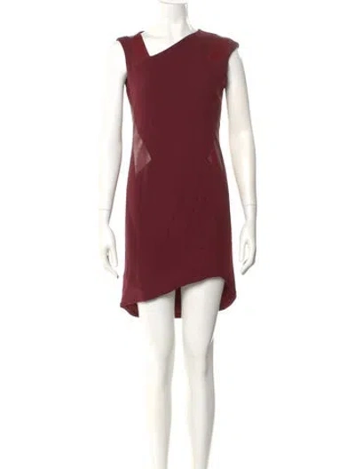 Pre-owned Helmut Lang One-shoulder Mini Dress In Burgundy