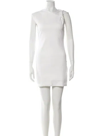 Pre-owned Helmut Lang One-shoulder Mini Dress In Neutral