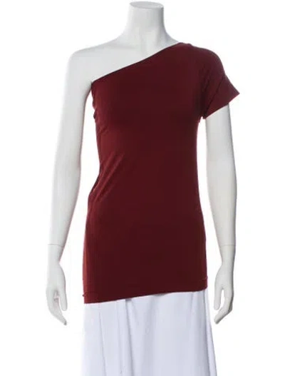 Pre-owned Helmut Lang One-shoulder Short Sleeve Top In Burgundy