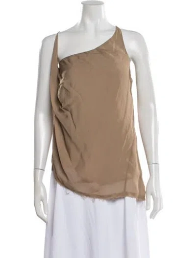 Pre-owned Helmut Lang One-shoulder Sleeveless Top In Brown