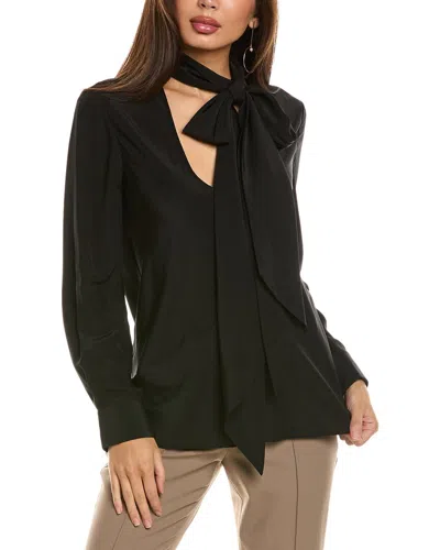 Helmut Lang Opaque Scarf Silk Blouse In Black