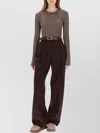 Helmut Lang Open Back Long Sleeve Ribbed Top In Brown