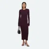 Helmut Lang Open Back Ribbed Dress Eggplant In Purple