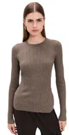 Helmut Lang Open Back Ribbed Top Light Brown Melange In Brown