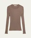 Helmut Lang Open-back Ribbed Wool Top In Brown