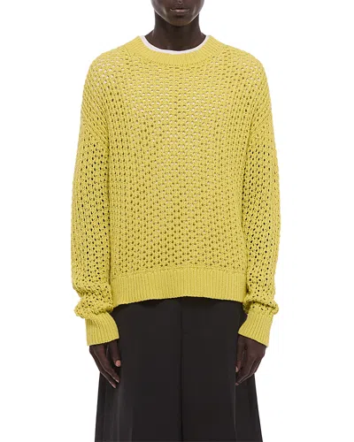 Helmut Lang Open Stitch Crewneck Sweater In Gold