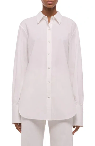Helmut Lang Open Tie Back Cotton Shirt In White