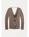 Helmut Lang Open-back Cowlneck Top In Fallen Rock
