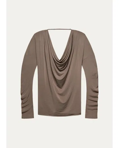 Helmut Lang Open-back Cowlneck Top In Fallen Rock