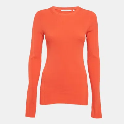 Pre-owned Helmut Lang Orange Rib Knit Crew Neck Jumper S