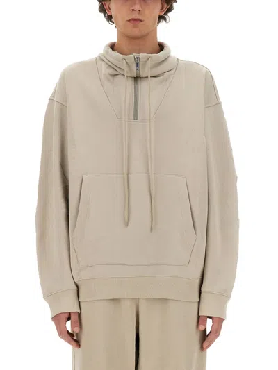 Helmut Lang Organic Cotton Zip Sweatshirt In Neutral