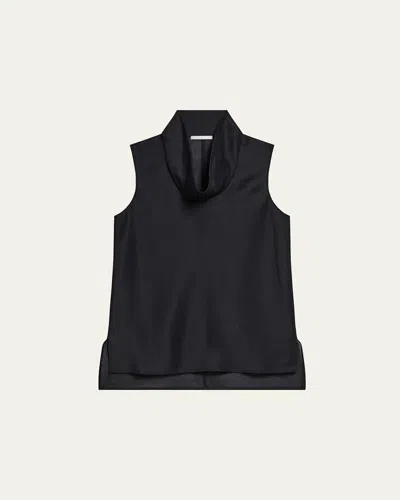 Helmut Lang Organza Cowl-neck Shell Top In Black