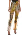 Helmut Lang Printed Silk Car Trouser In Yellow