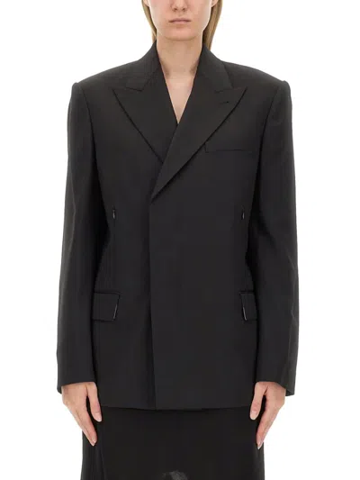 Helmut Lang Oversize Fit Double-breasted Jacket In Black