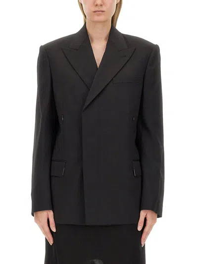 Helmut Lang Oversize Fit Double-breasted Jacket In Black