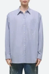 Helmut Lang Oversize Microstripe Button-up Shirt In Blue
