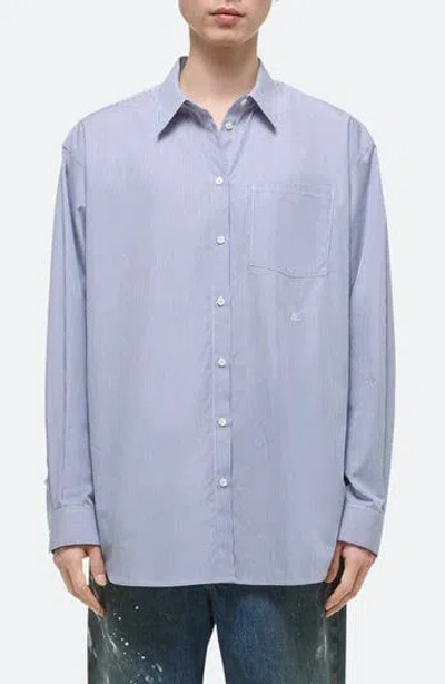 Helmut Lang Oversize Microstripe Button-up Shirt In Blue