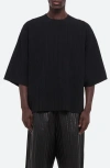 Helmut Lang Men's Pleated Crewneck T-shirt In Black