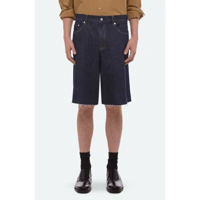 Helmut Lang Oversize Raw Hem Denim Shorts In Blue