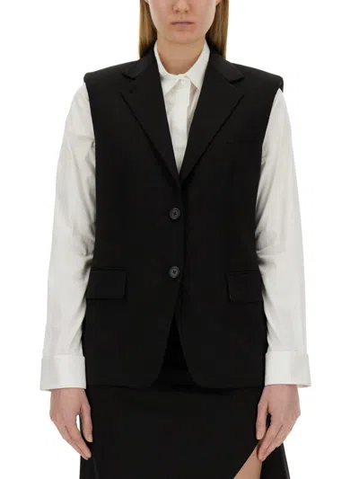 Helmut Lang Oversized Virgin Wool Vest In Black