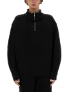 Helmut Lang Oversized Zip Sweatshirt With High Collar In Black