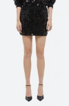 Helmut Lang Wool Palette Sequin Mini Skirt In Black
