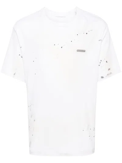 Helmut Lang Paint-splatter Cotton T-shirt In White