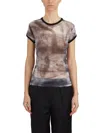 Helmut Lang Fitted T-shirt With Abstract Pattern And Sheer Fabric