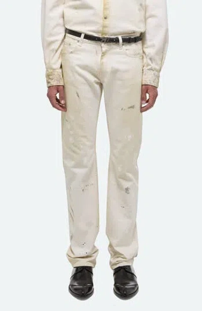 Helmut Lang Painted Organic Cotton Five-pocket Pants In Neutral