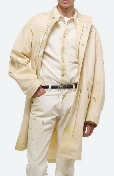 Helmut Lang Men's Paint Splatter Denim Parka In Ecru Painter