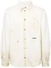 Helmut Lang Off-white Painted Denim Shirt In Neutrals