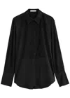 Helmut Lang Panelled Lace And Crepe Shirt In Black
