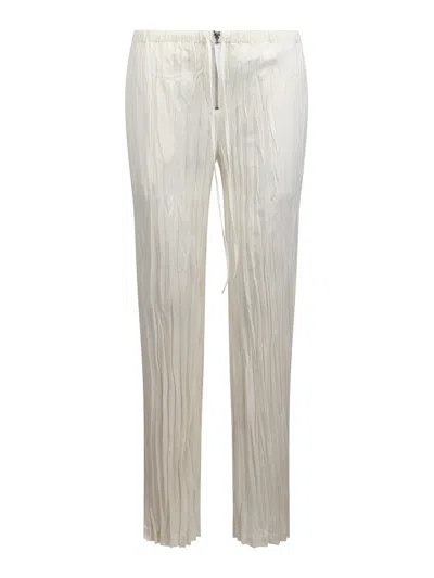 Helmut Lang Trousers With Wrinkled Effect In Beige