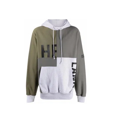 Helmut Lang Patchwork Hooded Sweatshirt In Green