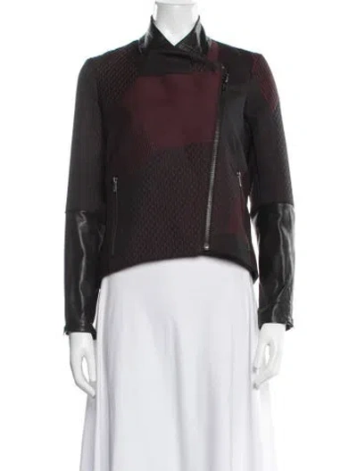 Pre-owned Helmut Lang Patterned Biker Jacket In Black/red